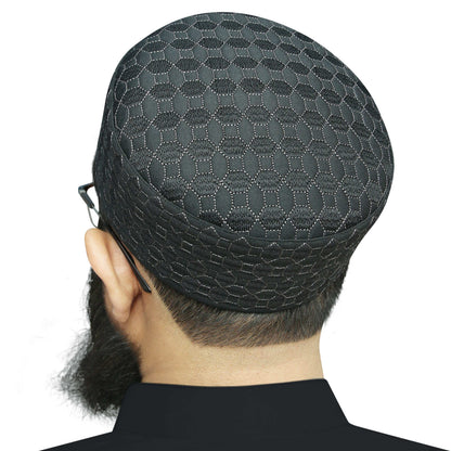 Grey Fayyad Kufi Soft Comfortable Islamic Skull Cap