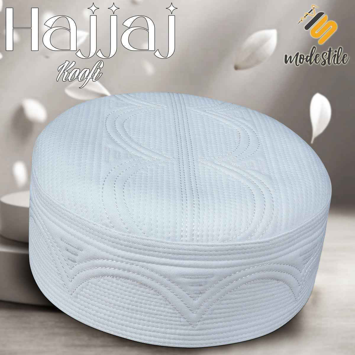 White Hajjaj Kufi Classic Muslim Namaz Topi