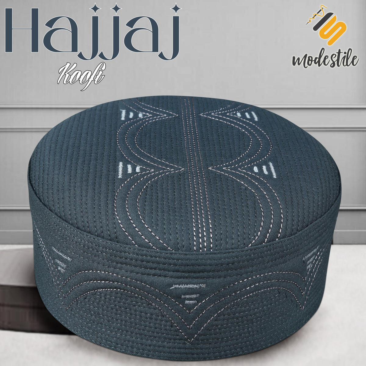 Grey Hajjaj Kufi Soft Comfortable Islamic Skull Cap