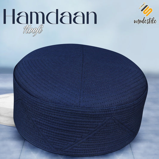 Navy Blue Hamdaan Kufi Stylish Daily Salah Cap