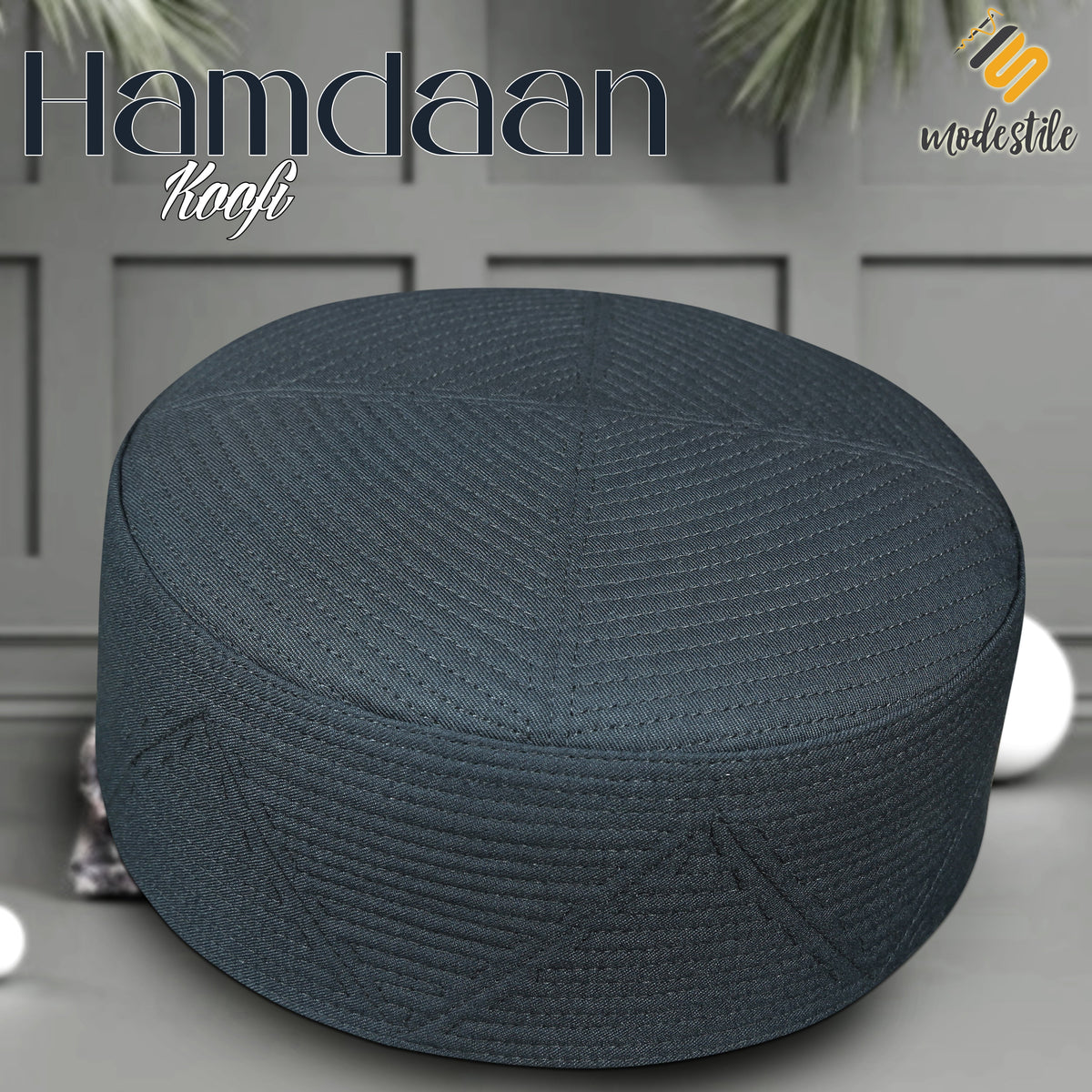Grey Hamdaan Kufi Soft Comfortable Islamic Skull Cap