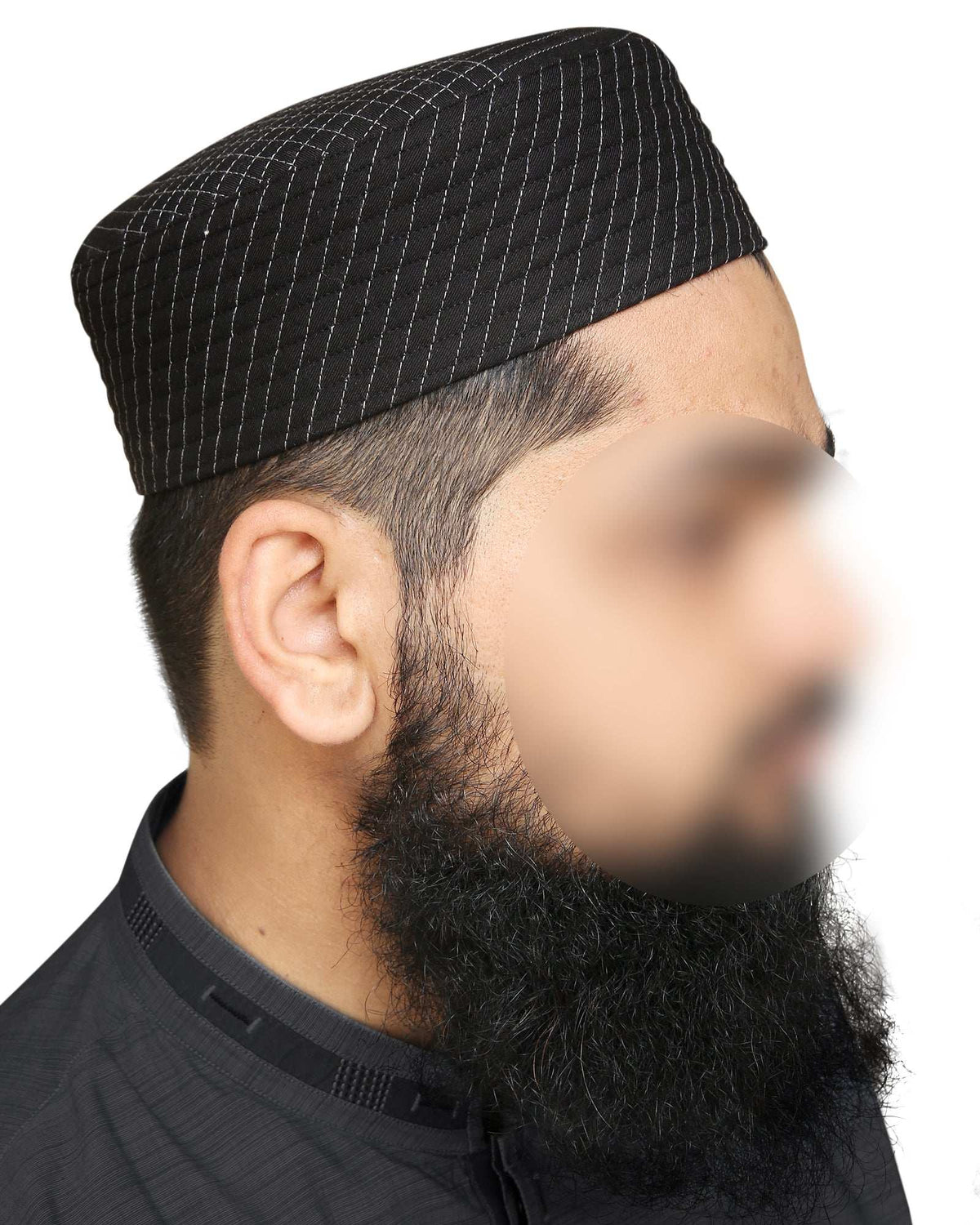 Black Isbagh Kufi Premium Islamic Prayer Cap for Men