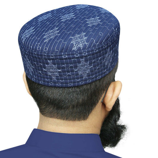 Navy Blue Jisaar Kufi Premium Daily Salah Cap