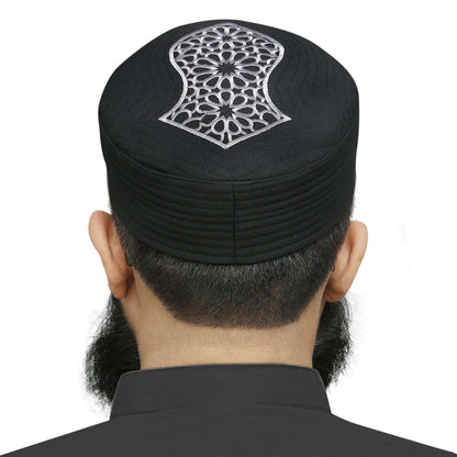 Black Mujtaba Nalain Kufi Premium Islamic Prayer Cap