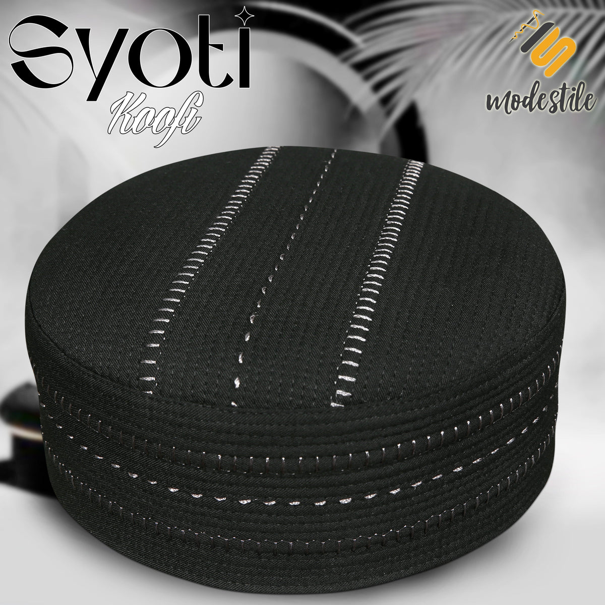Black Syoti Kufi Premium Islamic Prayer Cap for Men