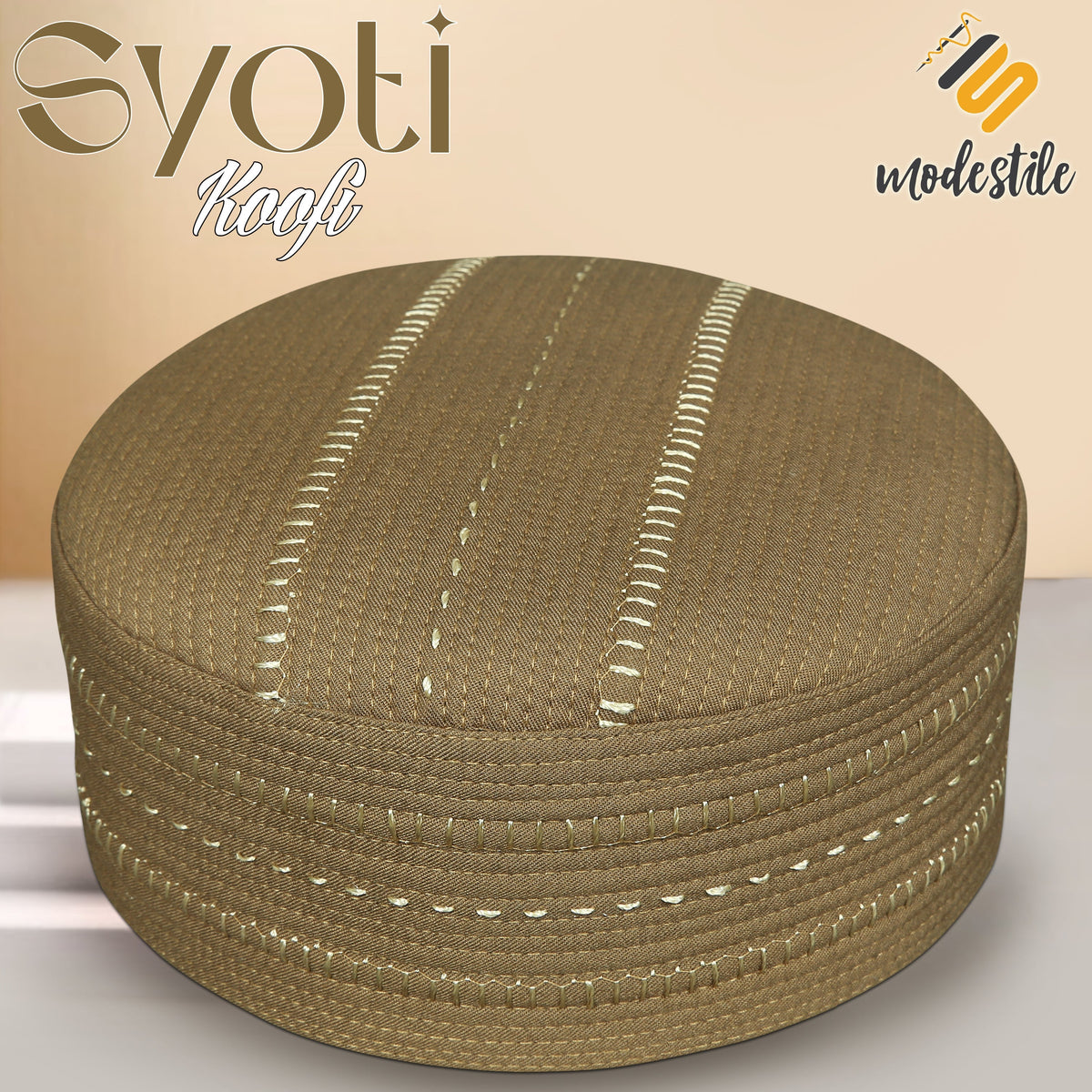 Golden Syoti Kufi Refined Embroidered Prayer Cap