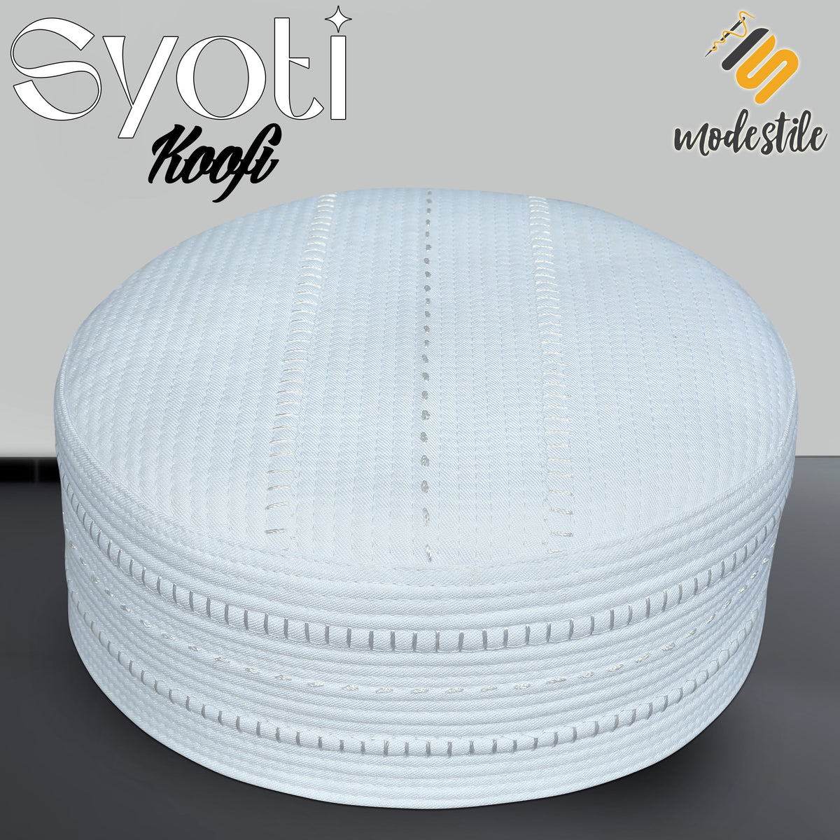 White Syoti Kufi Classic Muslim Namaz Topi