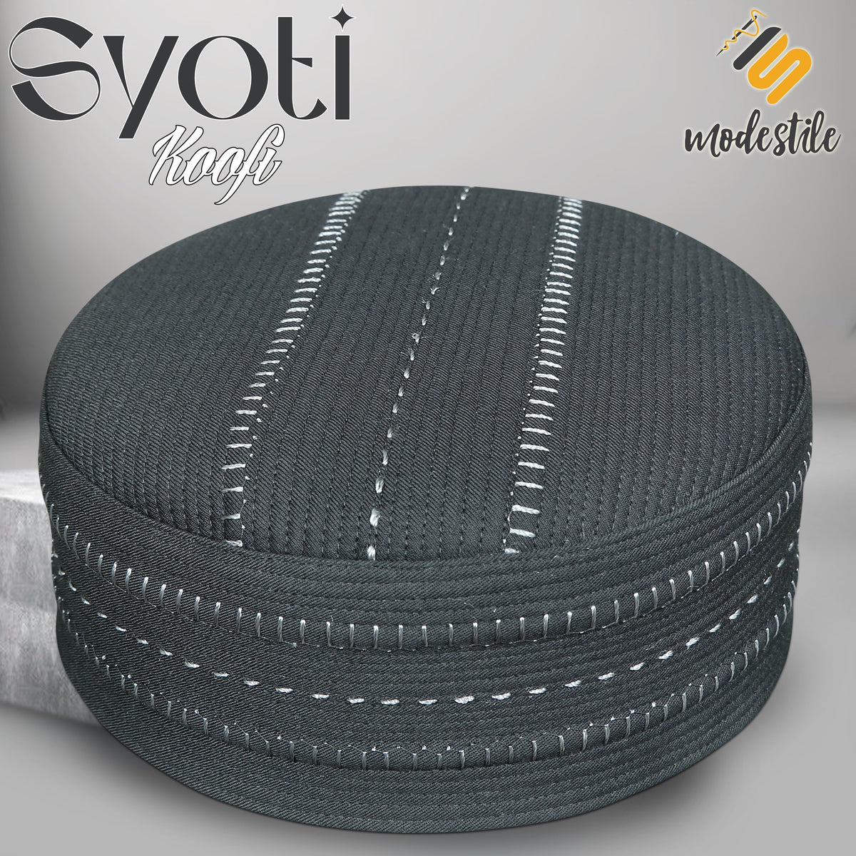 Grey Syoti Kufi Soft Comfortable Islamic Skull Cap
