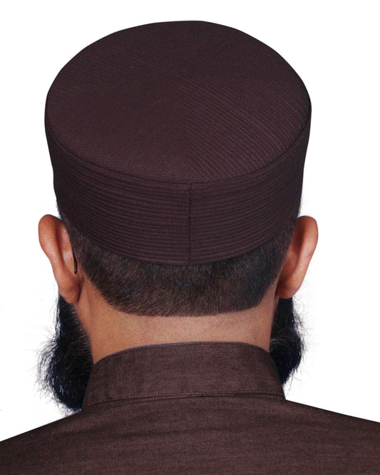 Brown Sirya Kufi Elegant Traditional Muslim Prayer Hat