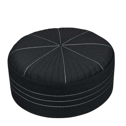 Black Urwa Kufi Premium Islamic Prayer Cap for Men
