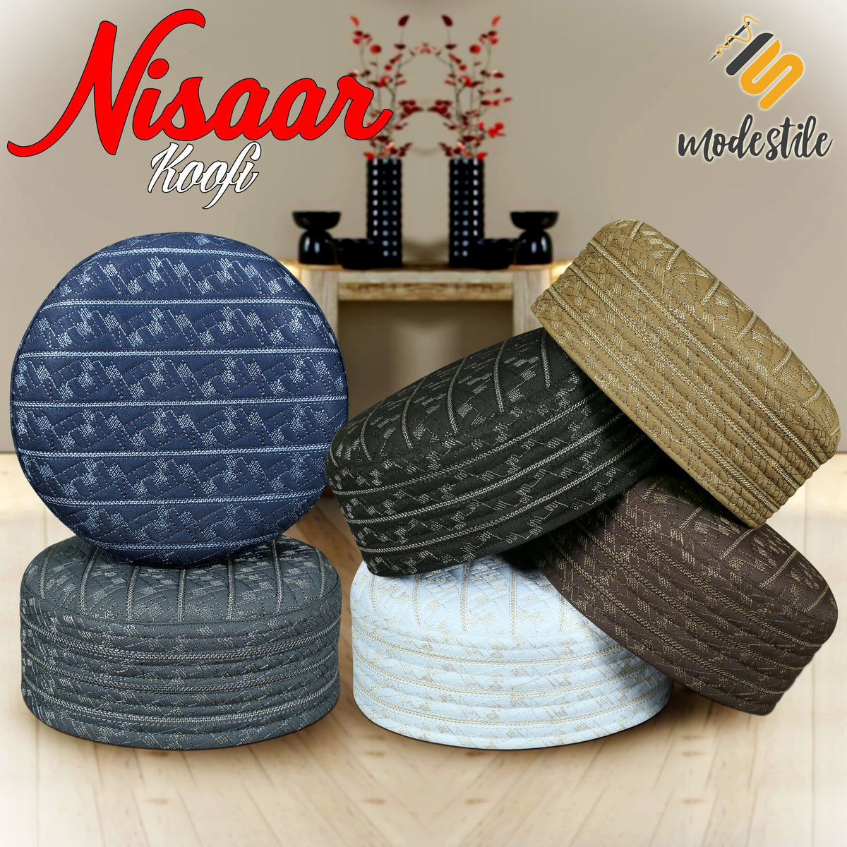 Nisaar Kufi Premium Embroidered Islamic Prayer Cap