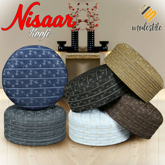 Nisaar Kufi Premium Embroidered Islamic Prayer Cap