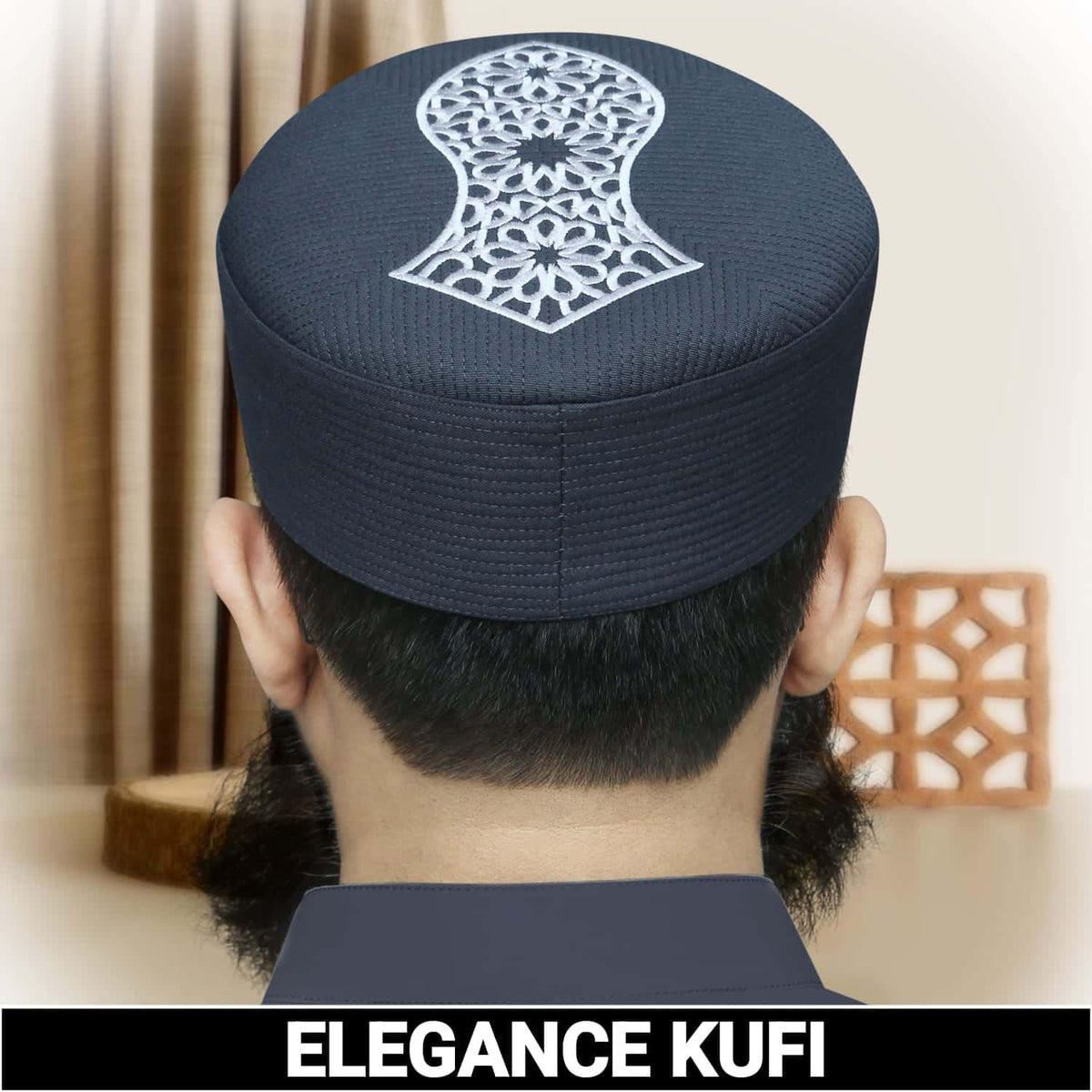Grey Elegance Nalain Pak Kufi Refined Islamic Namaz Topi