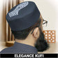 Grey Elegance Nalain Pak Kufi Refined Islamic Namaz Topi