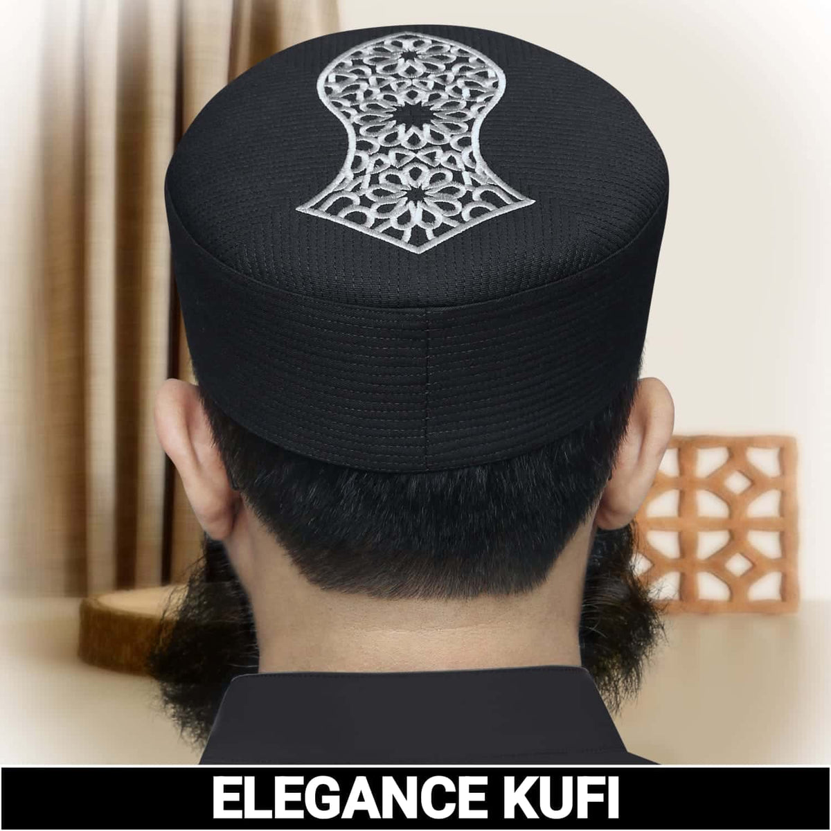 Black Elegance Nalain Pak Kufi Premium Embroidered Prayer Cap