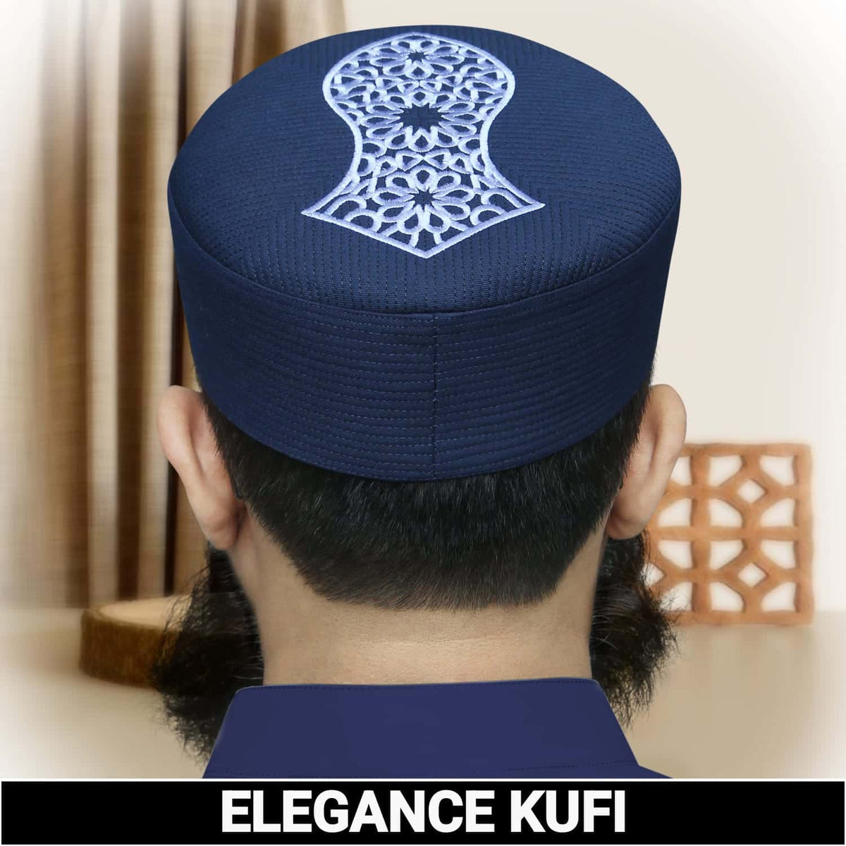 Blue Elegance Nalain Pak Kufi Traditional Islamic Hat
