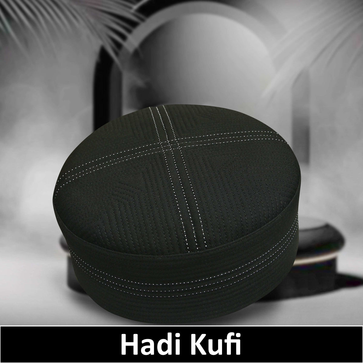 Black Hadi Kufi Premium Islamic Prayer Cap for Men