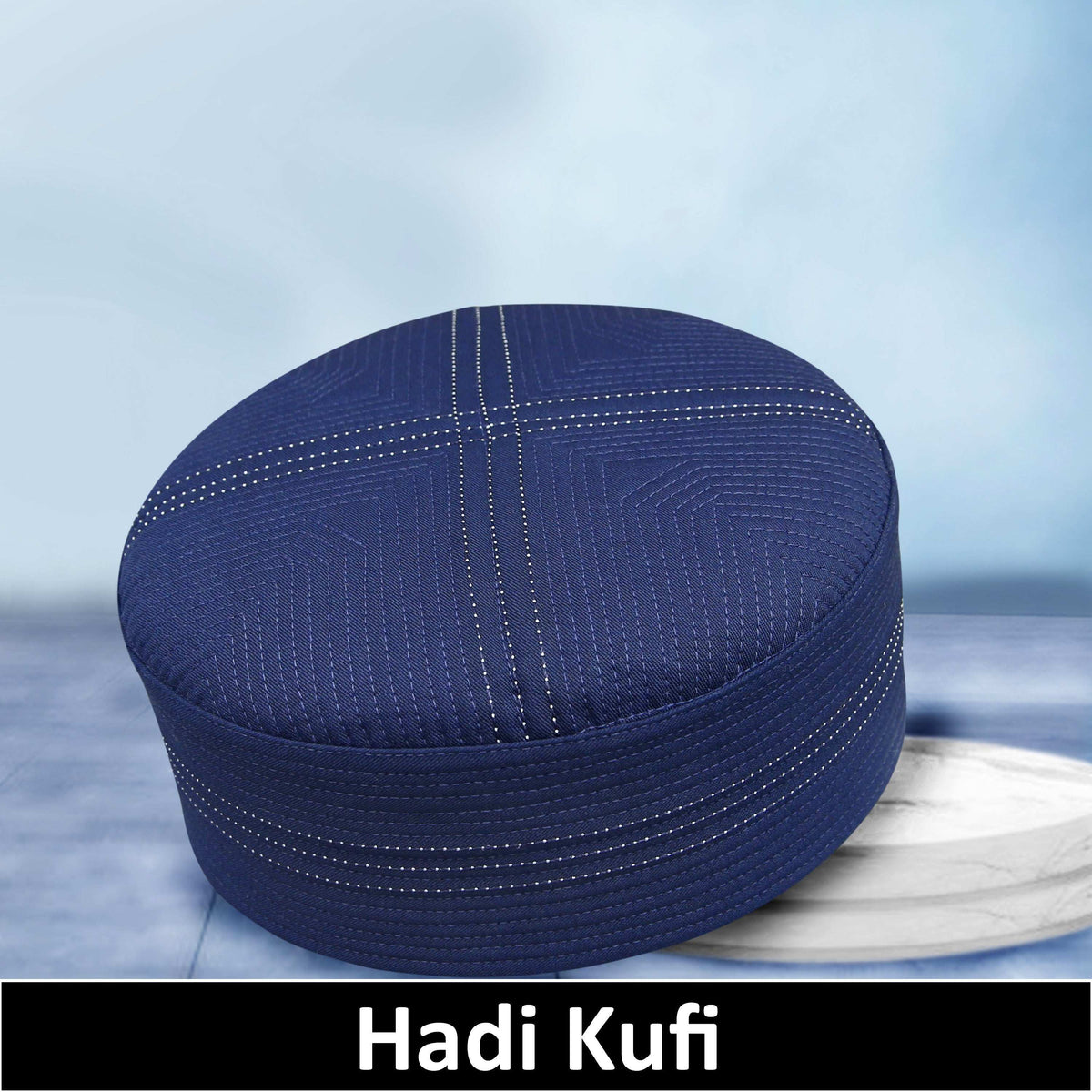 Blue Hadi Kufi Elegant Traditional Muslim Prayer Hat