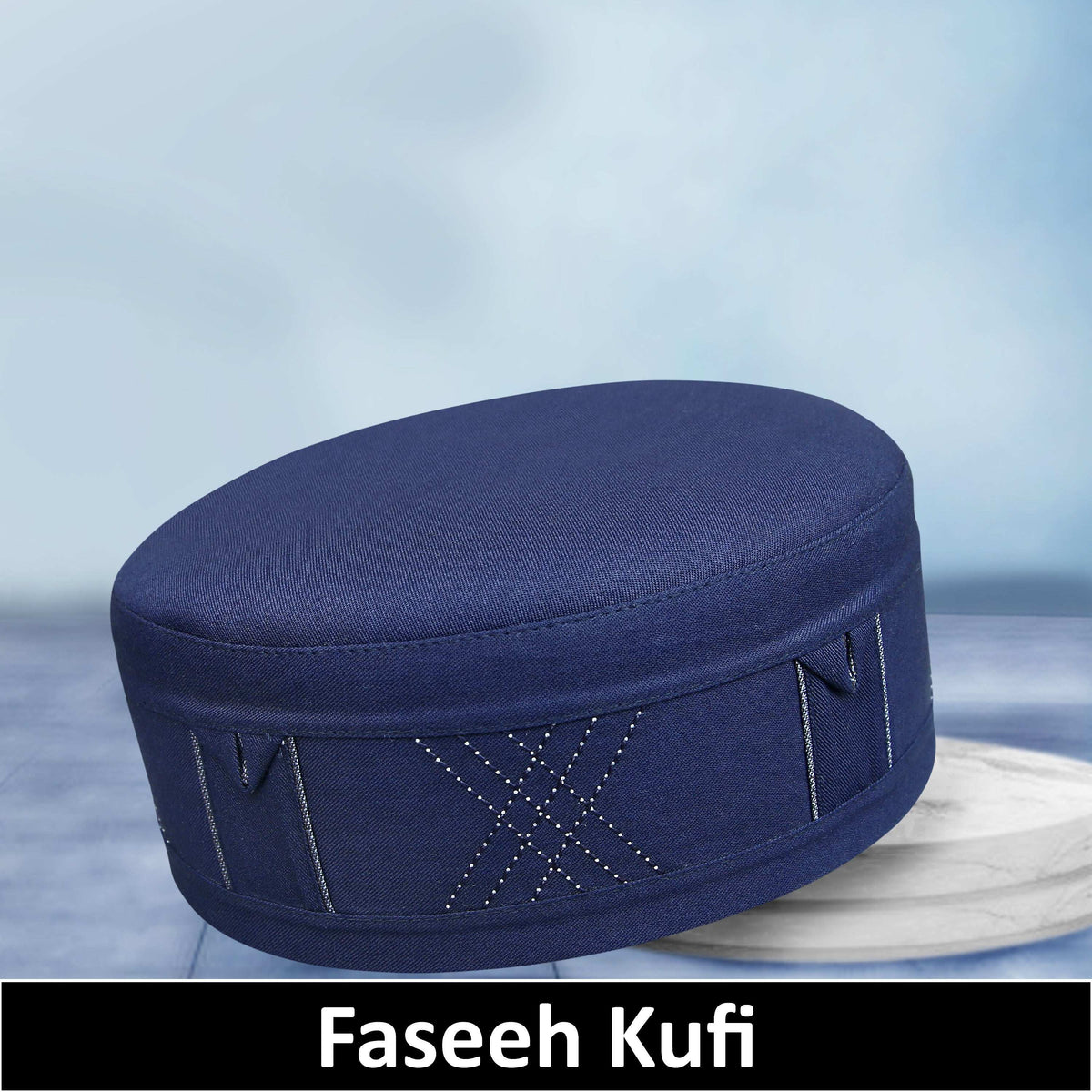 Navy Blue Faseeh Kufi Stylish Daily Salah Cap