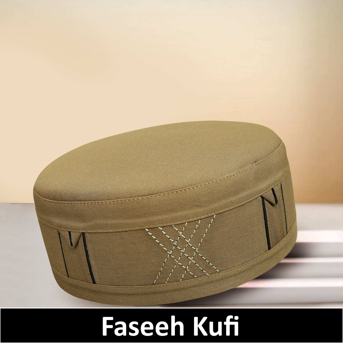 Golden Faseeh Kufi Premium Embroidered Prayer Cap