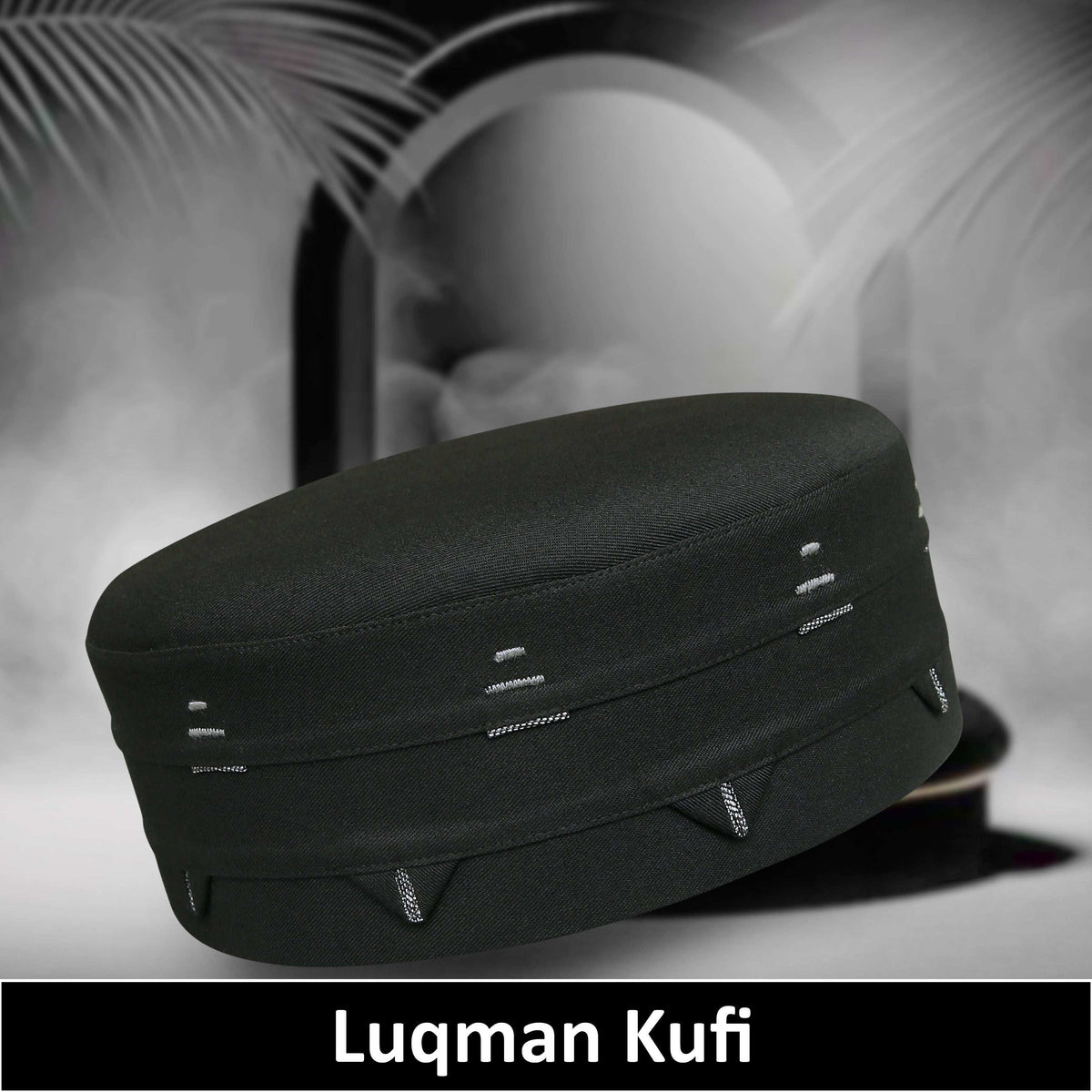 Black Luqman Kufi Premium Islamic Prayer Cap for Men