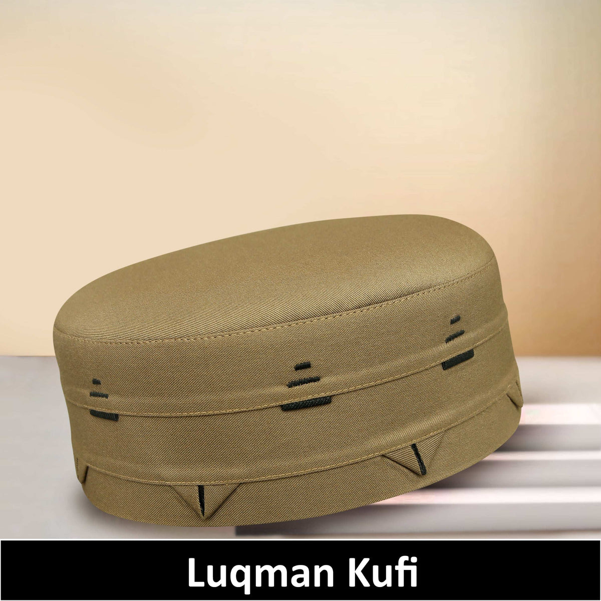 Golden Luqman Kufi Premium Embroidered Prayer Cap