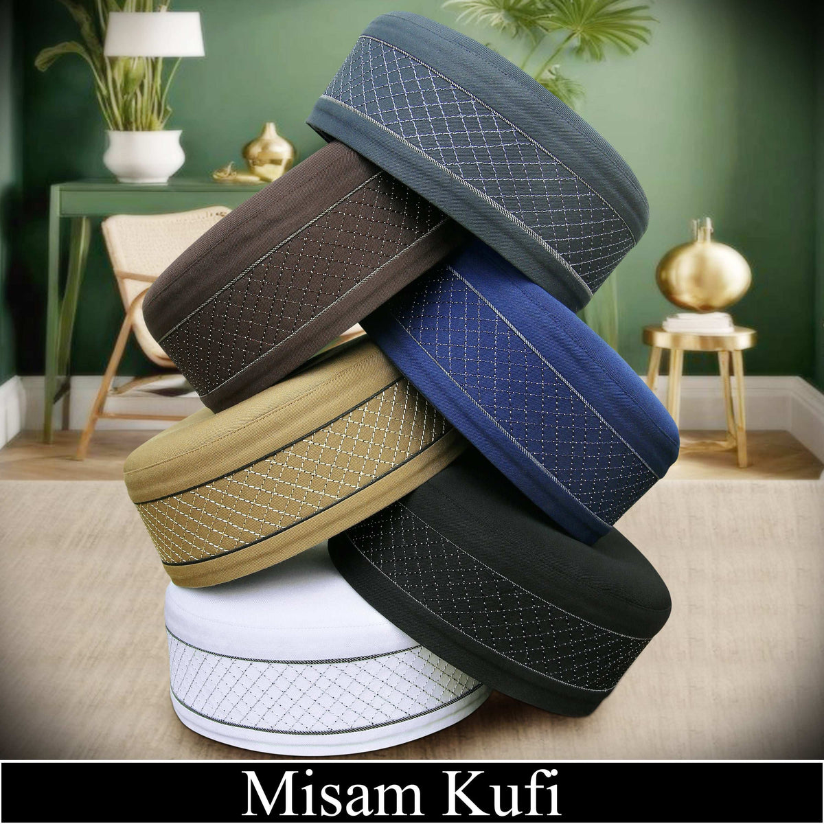 Misaam Kufi Premium Islamic Prayer Cap for Men
