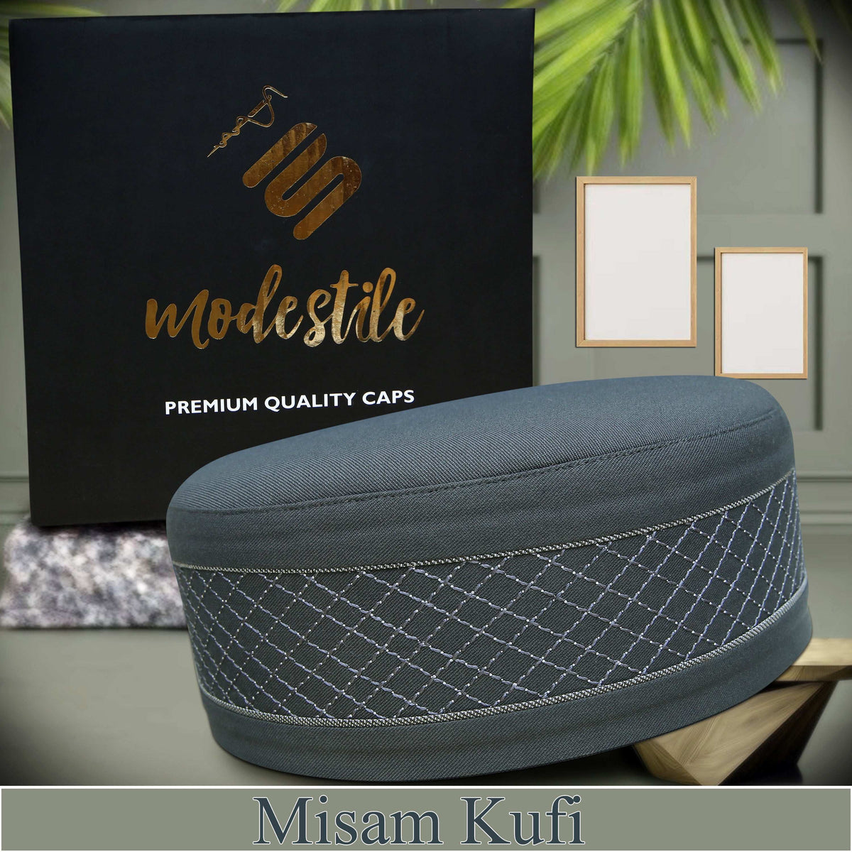 Grey Misaam Kufi Soft Comfortable Islamic Skull Cap