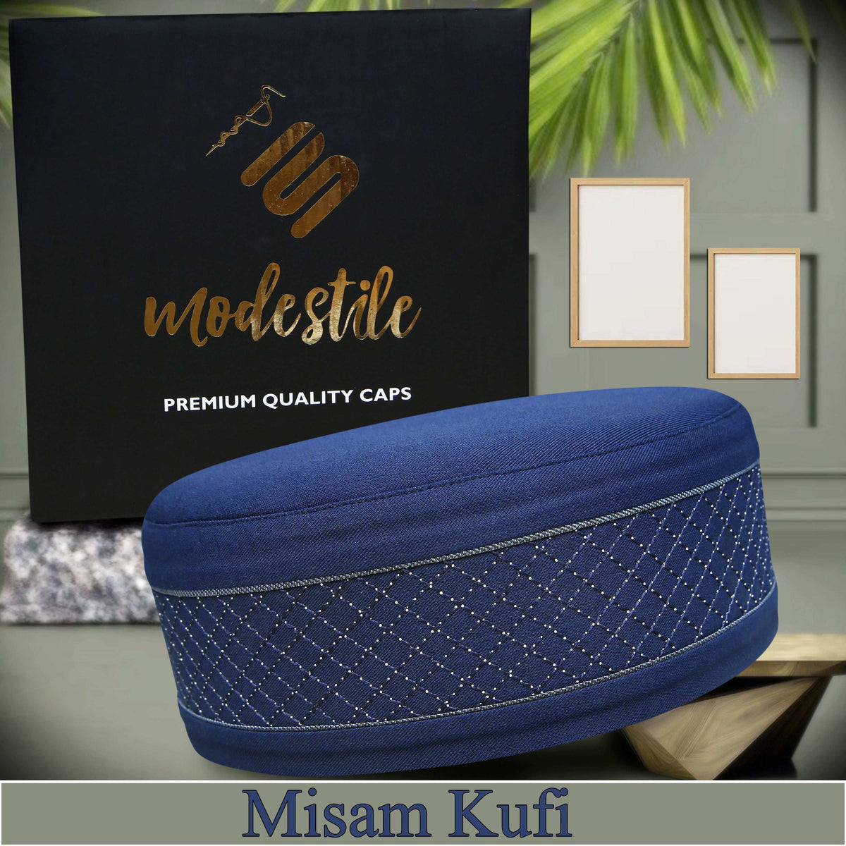 Navy Blue Misaam Kufi Elegant Daily Salah Cap