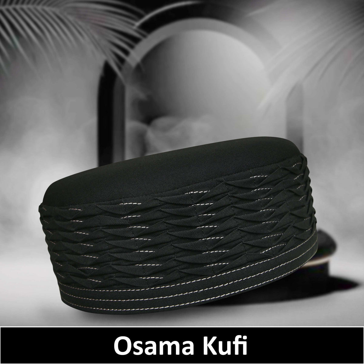 Black Usama Kufi Premium Islamic Prayer Cap for Men