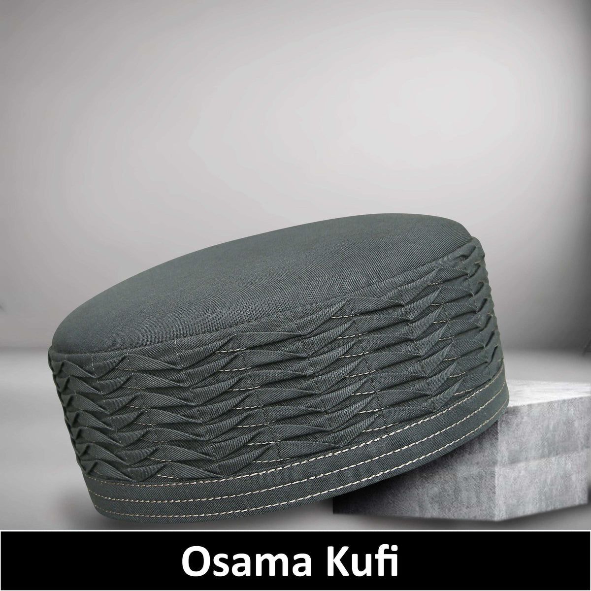 Grey Usama Kufi Soft Comfortable Islamic Skull Cap