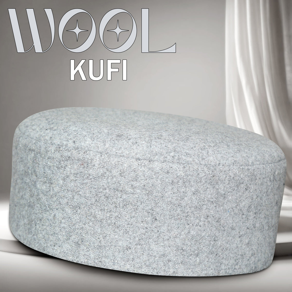 Grey Jamal Wool Kufi Warm Islamic Skull Cap