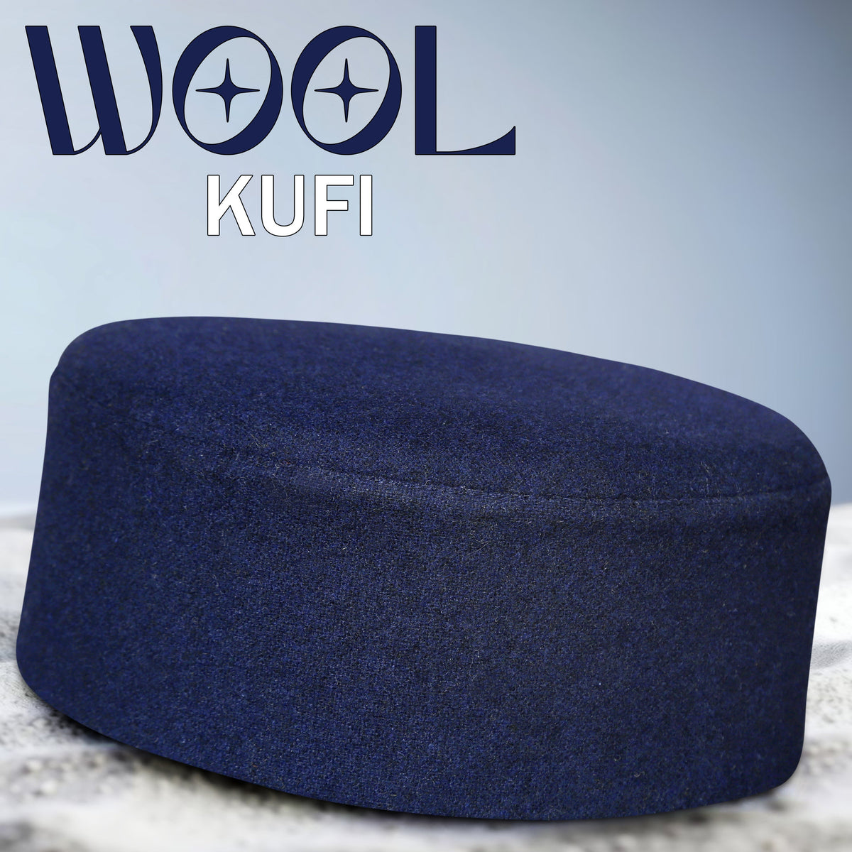 Navy Blue Jamal Wool Kufi Elegant Winter Salah Cap
