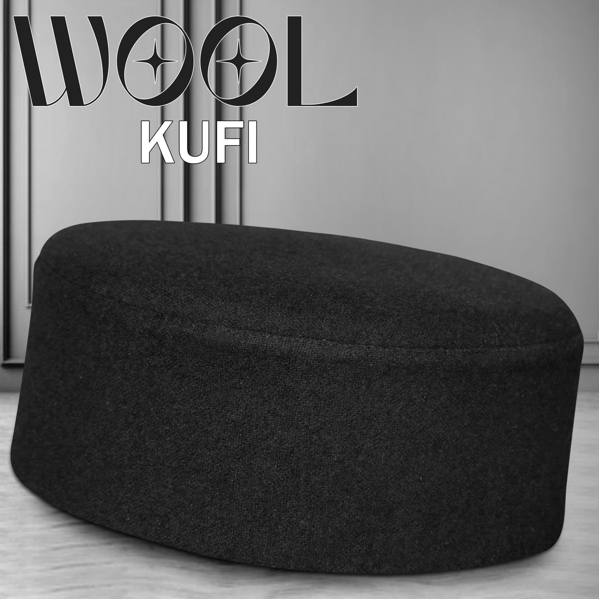 Black Jamal Wool Kufi Premium Winter Islamic Prayer Cap