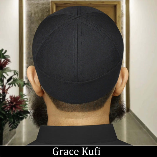 Black Grace Kufi Premium Islamic Prayer Cap for Men