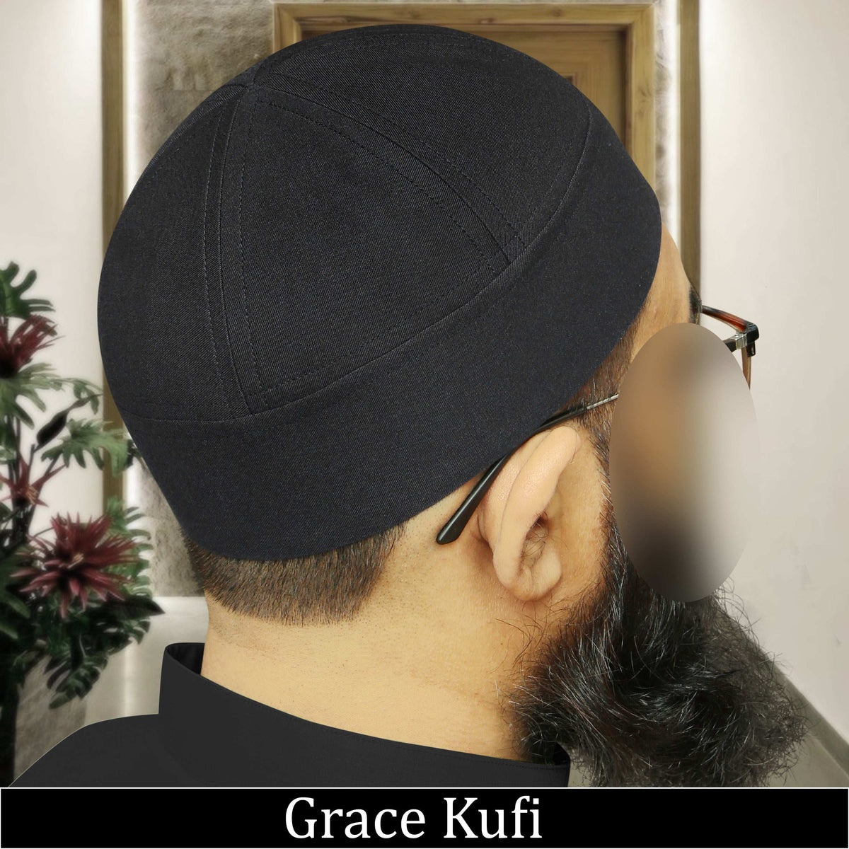 Black Grace Kufi Premium Islamic Prayer Cap for Men