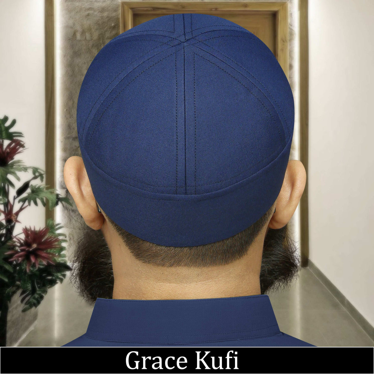 Navy Blue Grace Kufi Elegant Daily Salah Cap