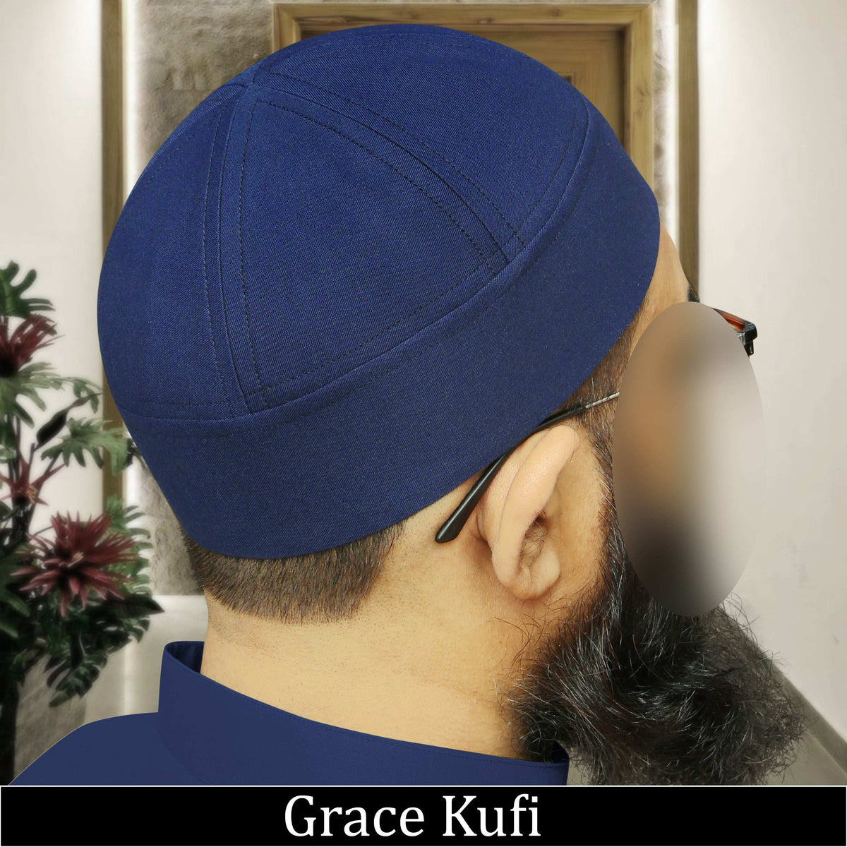 Navy Blue Grace Kufi Elegant Daily Salah Cap