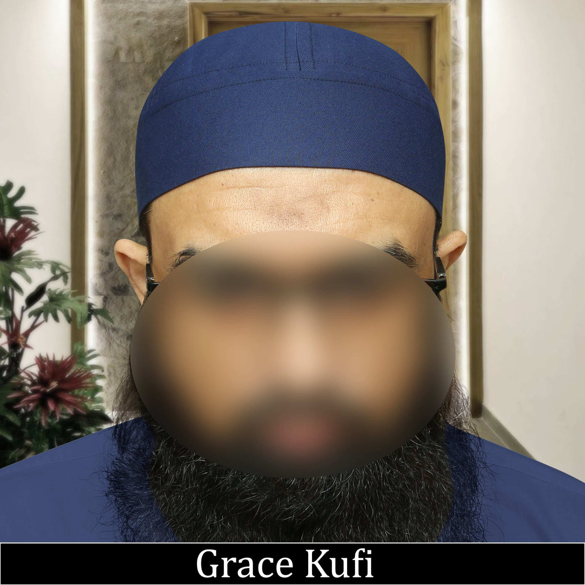 Navy Blue Grace Kufi Elegant Daily Salah Cap
