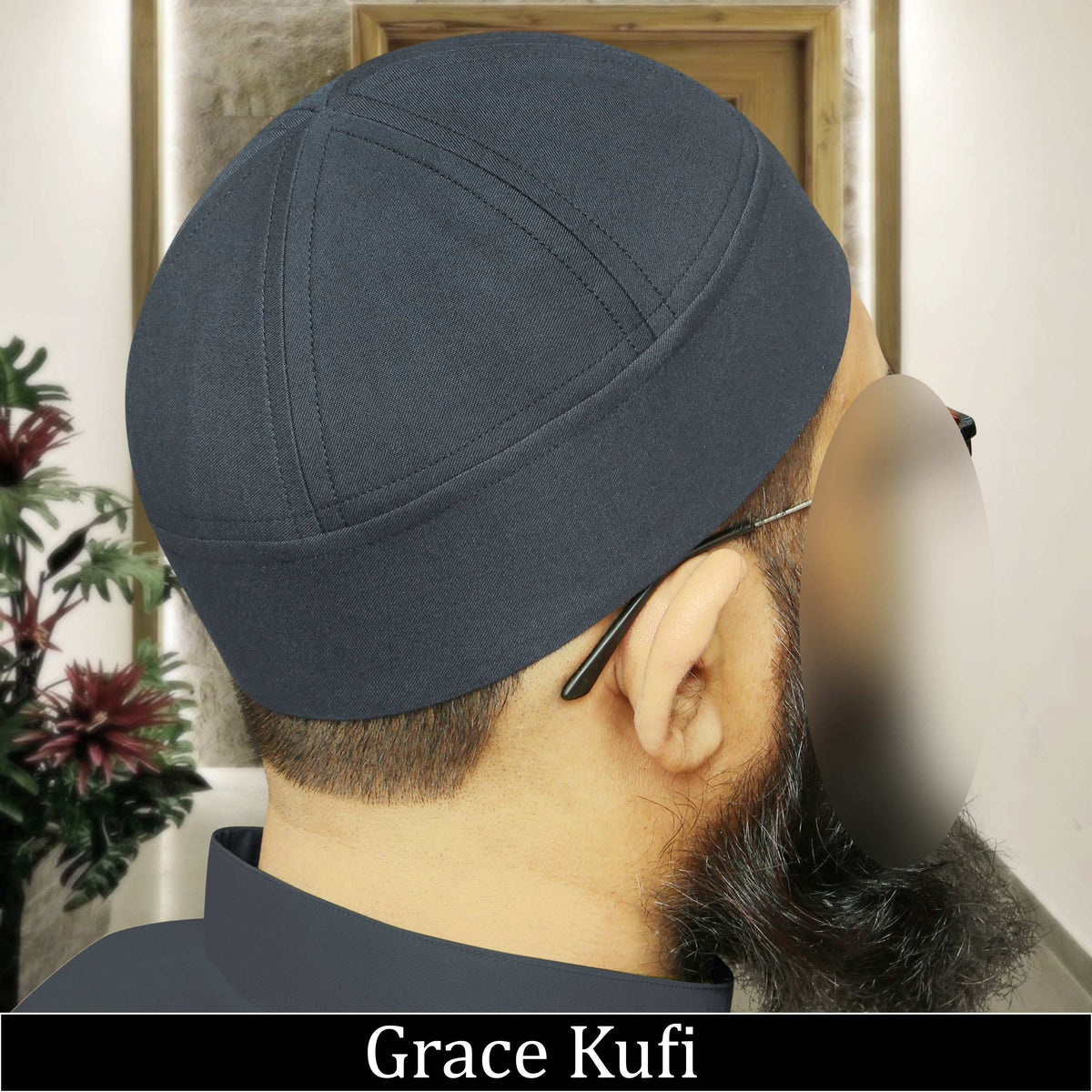 Grey Grace Brimless Kufi Soft Comfortable Skull Cap
