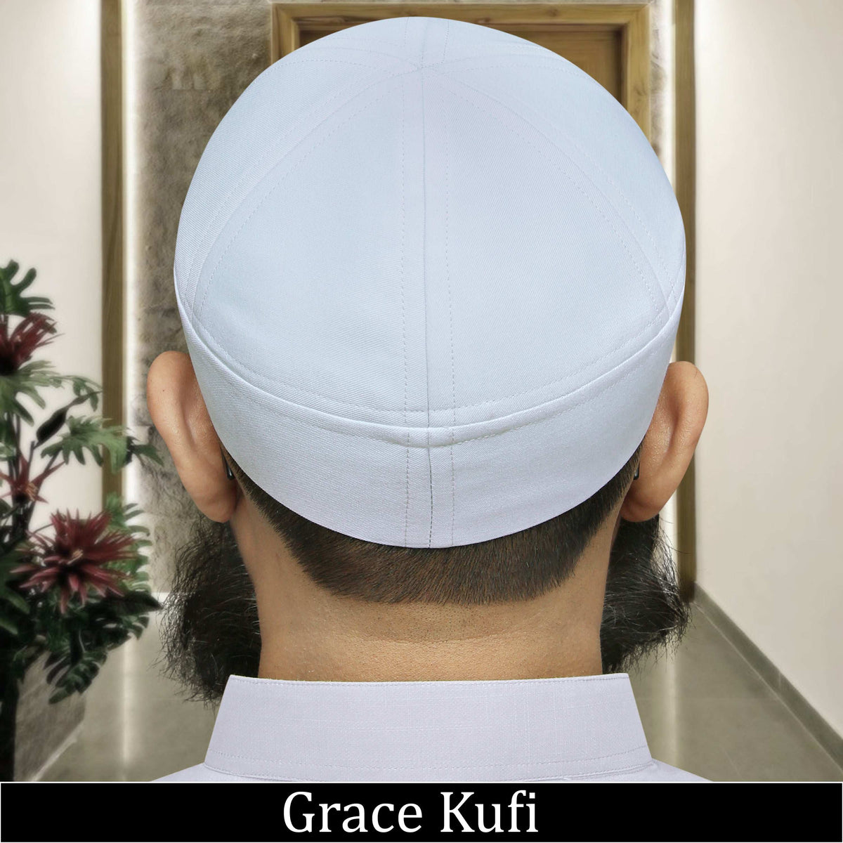 White Grace Brimless Kufi Classic Muslim Namaz Topi