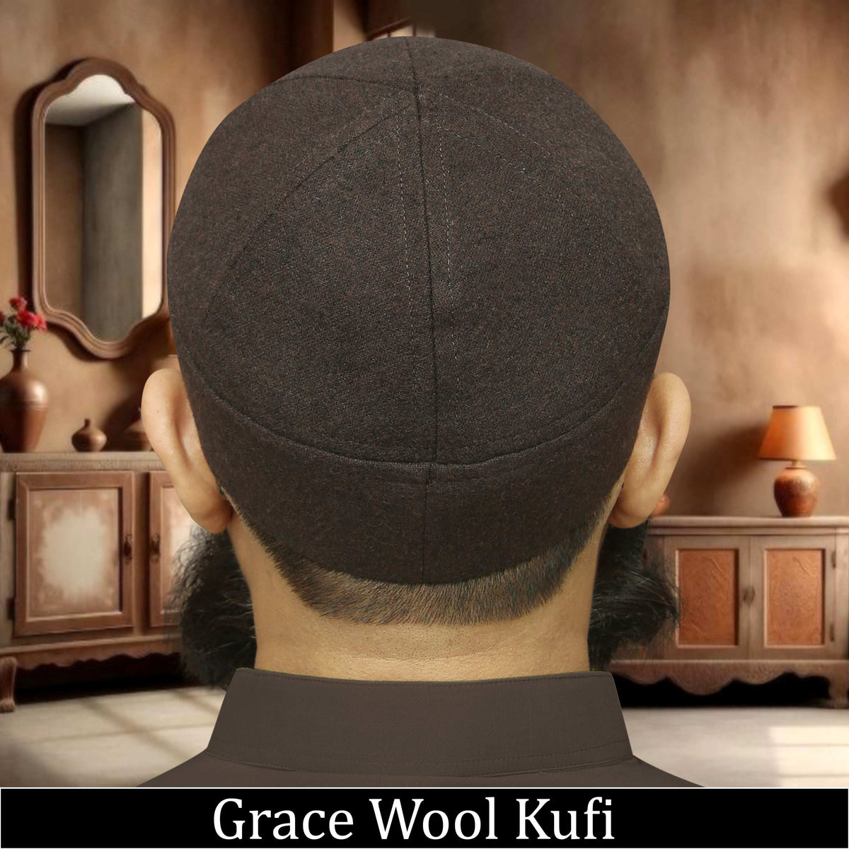 Brown Grace Wool Kufi Soft Traditional Muslim Prayer Hat