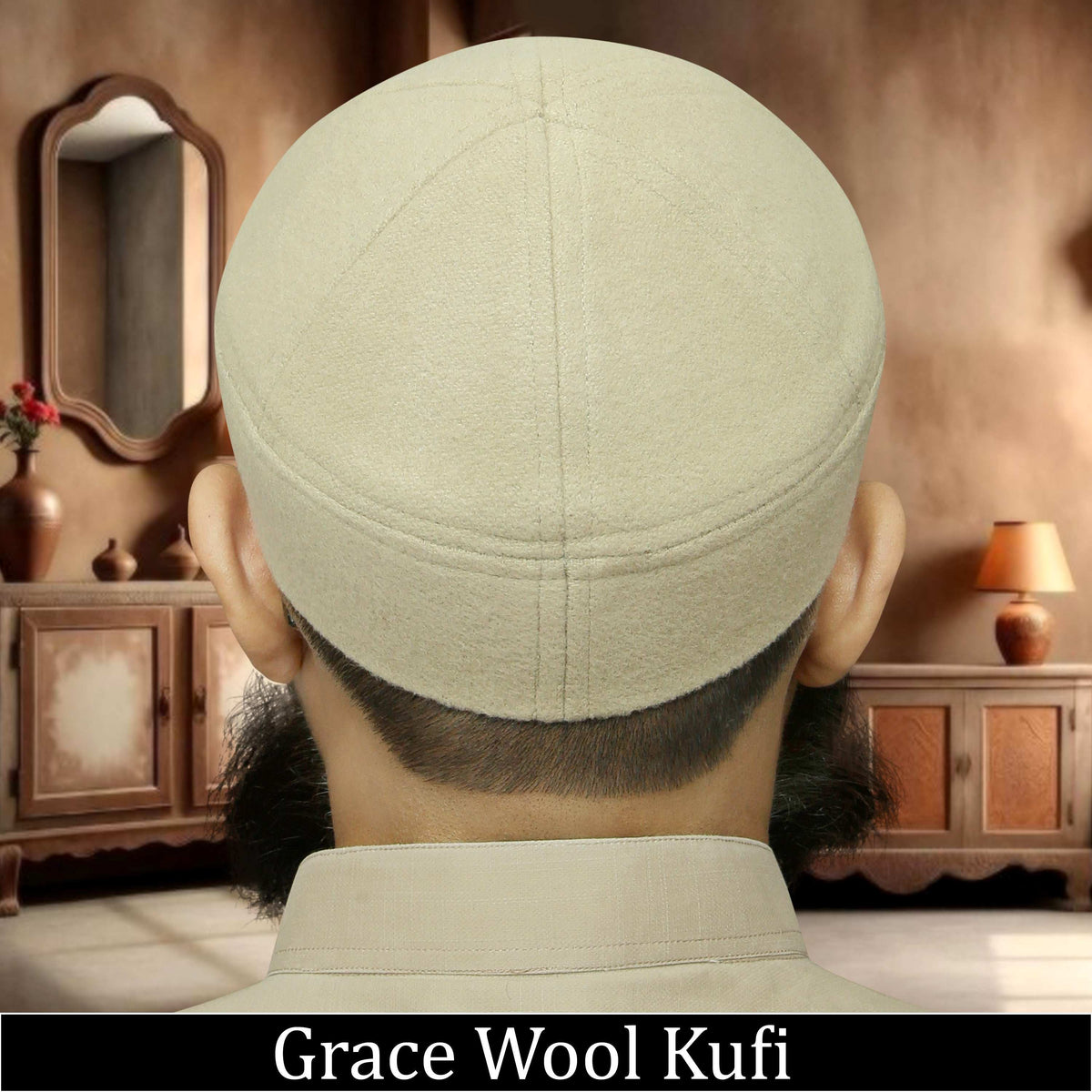 Golden Grace Wool Kufi Premium Winter Prayer Hat