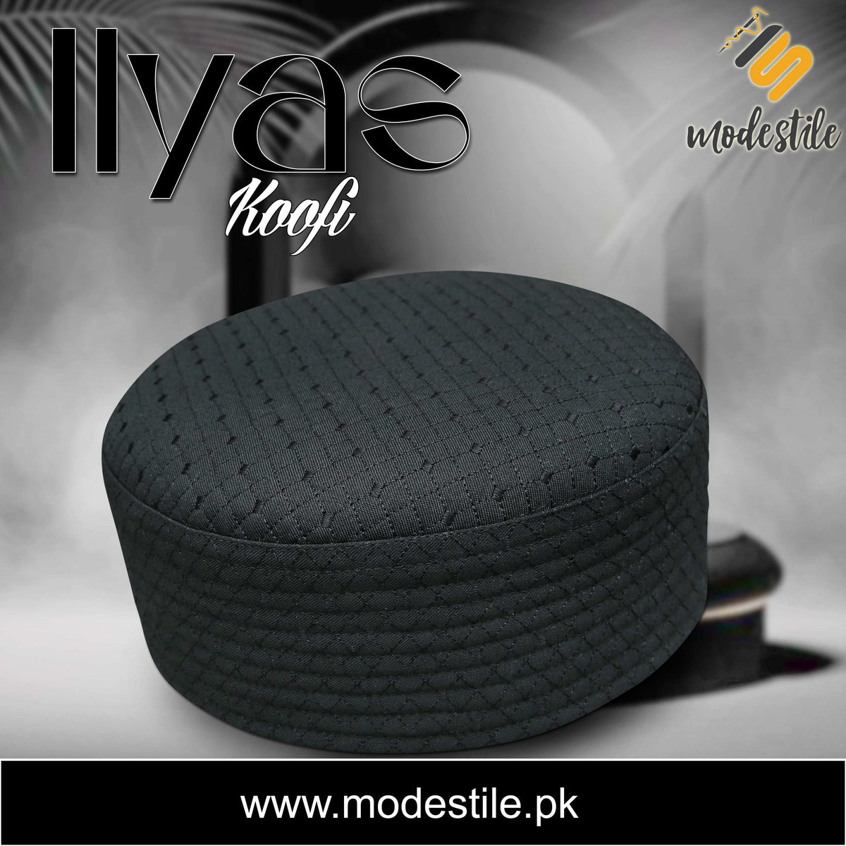Black Ilyas Edition Premium Islamic Prayer Cap
