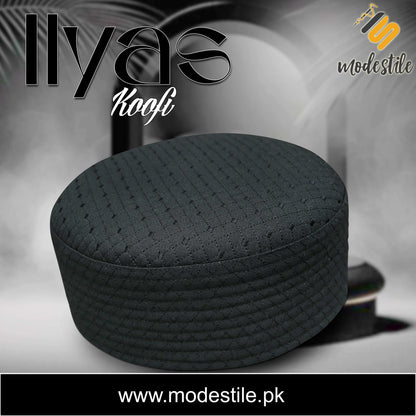 Black Ilyas Edition Premium Islamic Prayer Cap