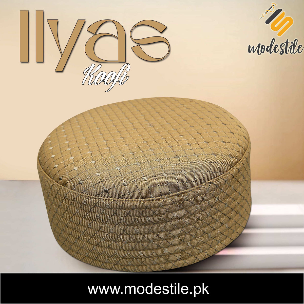 Gold Ilyas Edition Elegant Islamic Kufi for Men