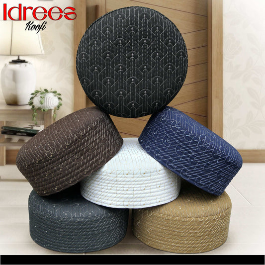 Idrees Kufi Premium Embroidered Islamic Prayer Cap