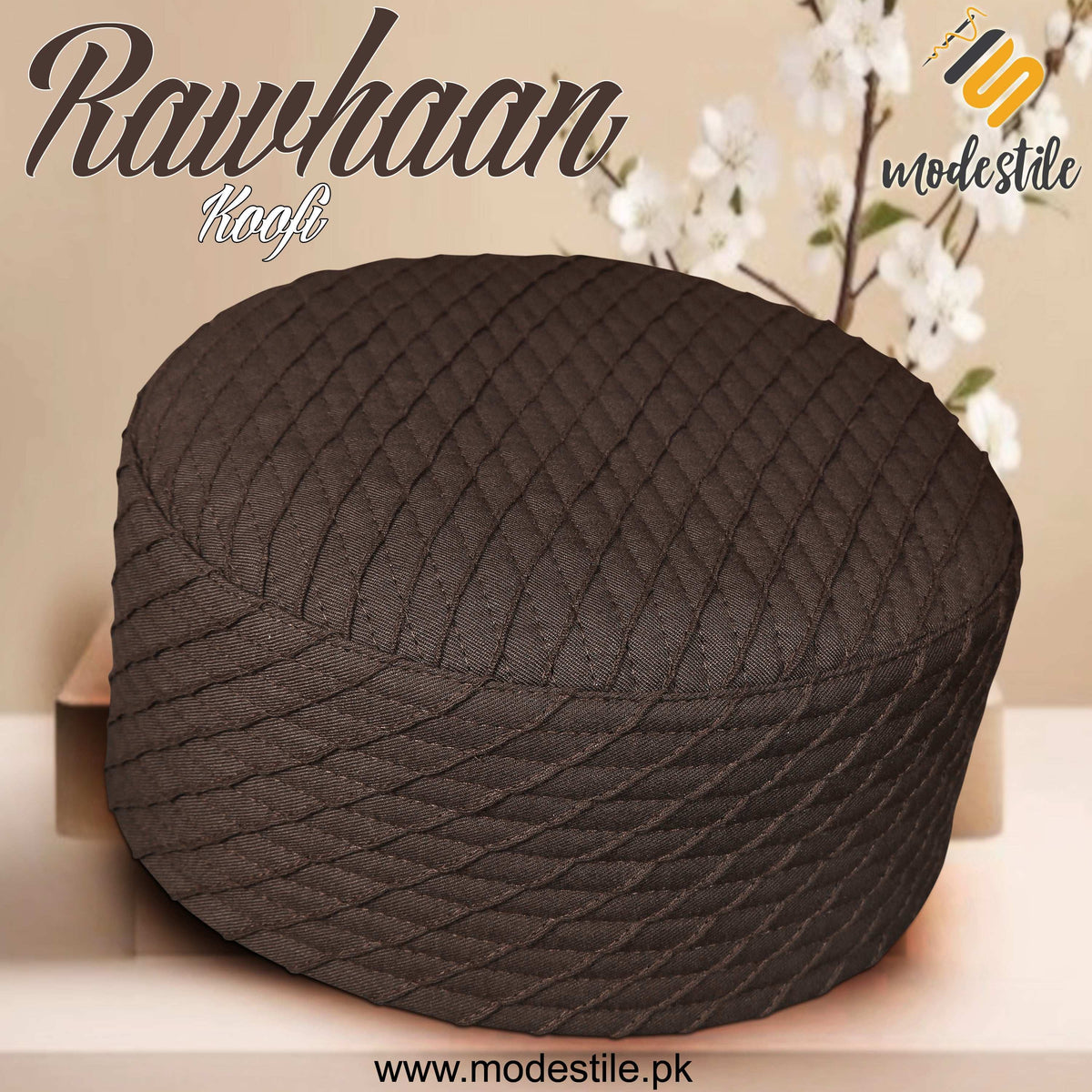 Brown Rawhaan Traditional Handcrafted Muslim Kufi