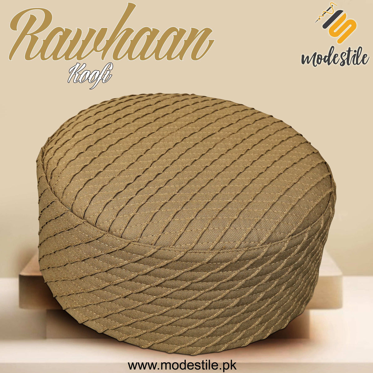 Golden Rawhaan Premium Classic Embroidered Prayer Cap