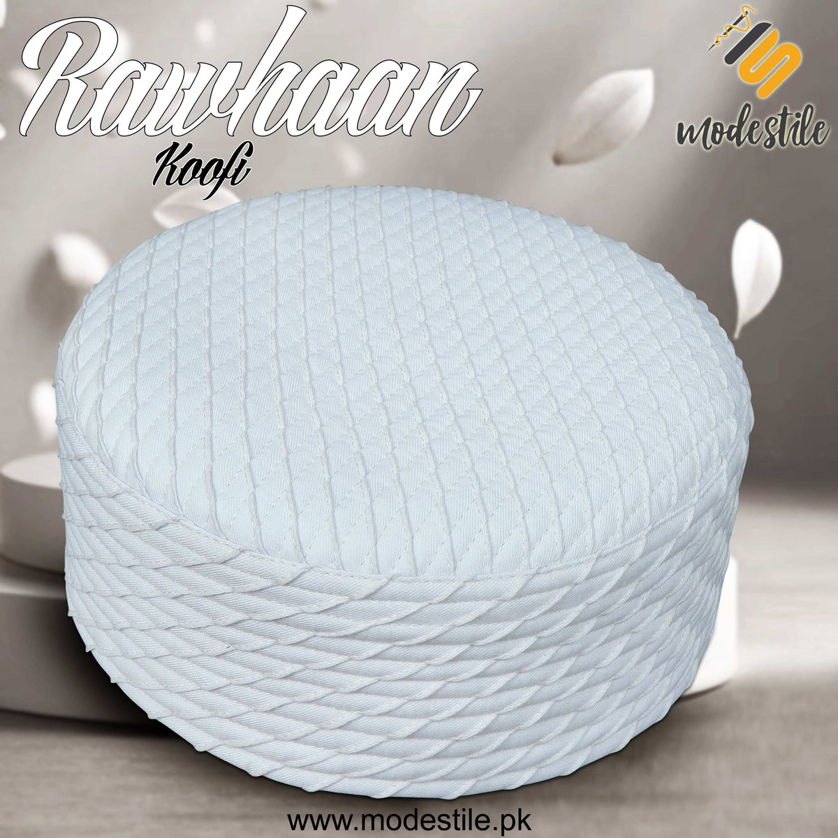 White Rawhaan Classic Handmade Salah Prayer Hat